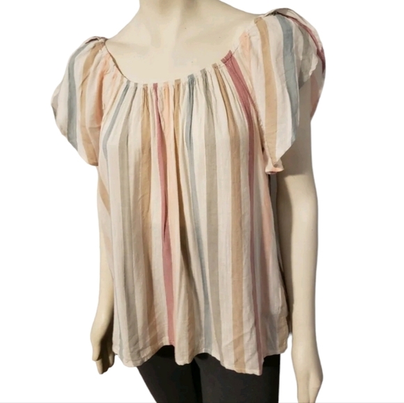 GAP Tops - Gap Ruffle Short Sleeve Elastic Bandeau Lightweight Boho Blouse Large
